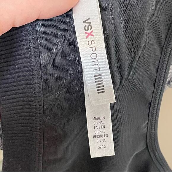 VSX SPORT gray & black zip front high impact racerback sports bra size 32DD - Picture 6 of 7